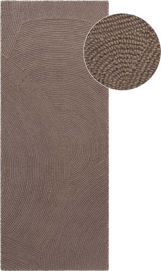 Ručně tkaný vlněný běhoun taupe 80x300 cm Eleni Taupe – Hanse Home Hanse Home