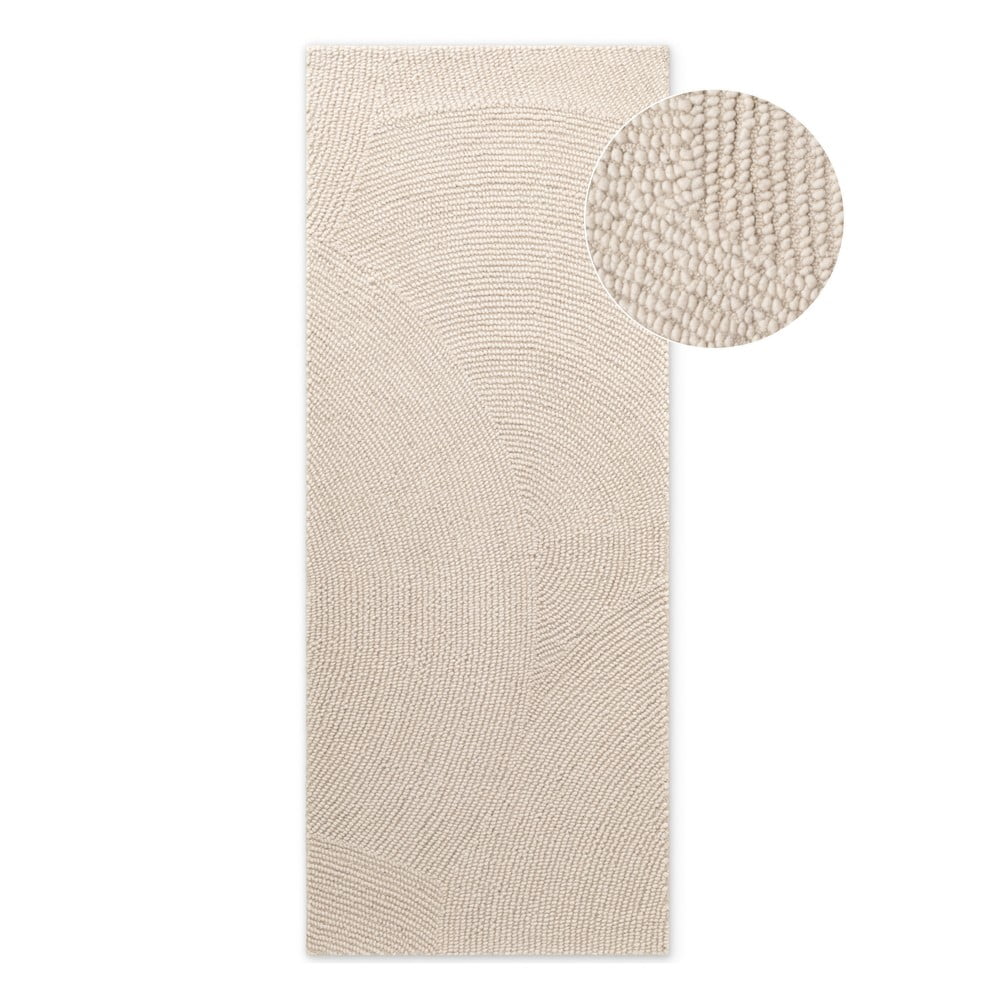 Ručně tkaný vlněný běhoun ve světle přírodní barvě 80x200 cm Eleni Natural White – Hanse Home Hanse Home