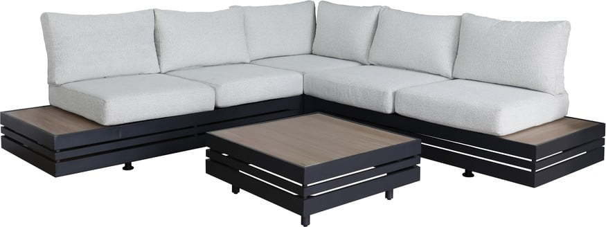 Šedý hliníkový zahradní lounge set pro 5 New York – Rojaplast Rojaplast