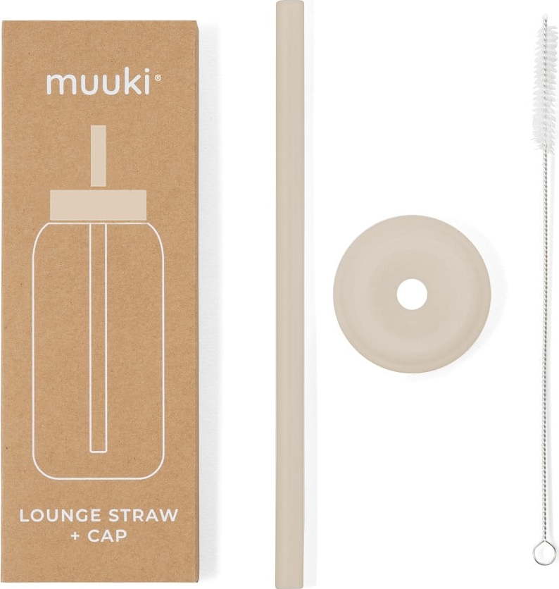 Silikonové brčko s čistícím kartáčkem/s víčkem Summer Sand – Muuki MUUKI