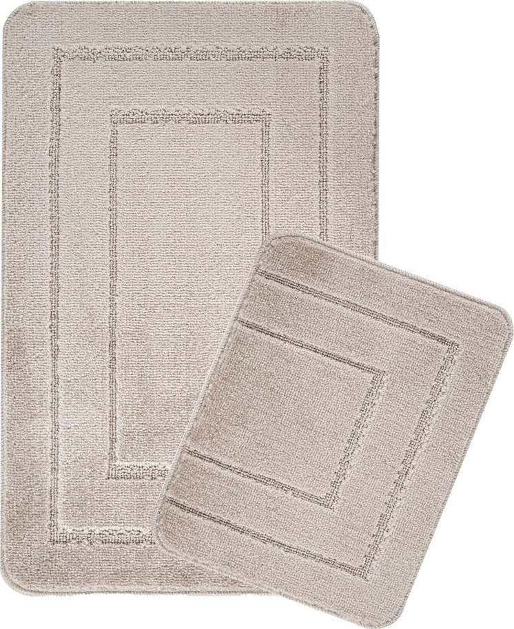 Světle hnědé koupelnové předložky v sadě 2 ks 50x80 cm Cerceve – Foutastic Foutastic
