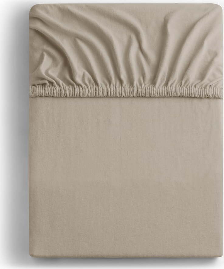 Světle hnědé napínací prostěradlo jersey 180x200 cm Amber – DecoKing Restilo
