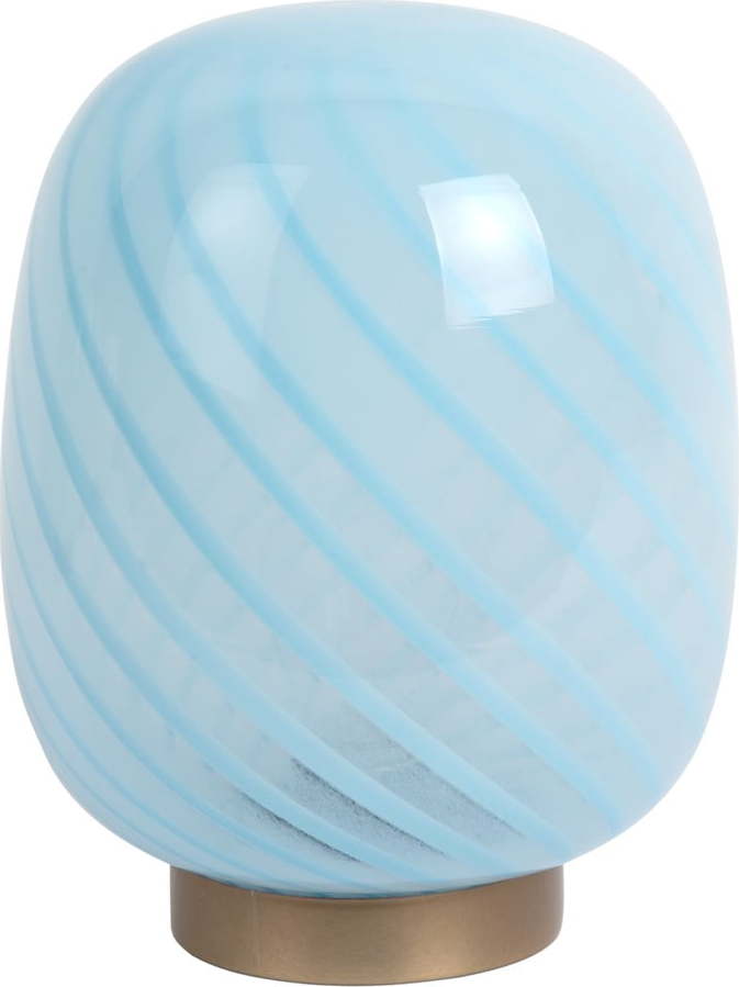 Světle modrá stolní lampa se skleněným stínidlem (výška 20 cm) Summer Globe – Leitmotiv Leitmotiv