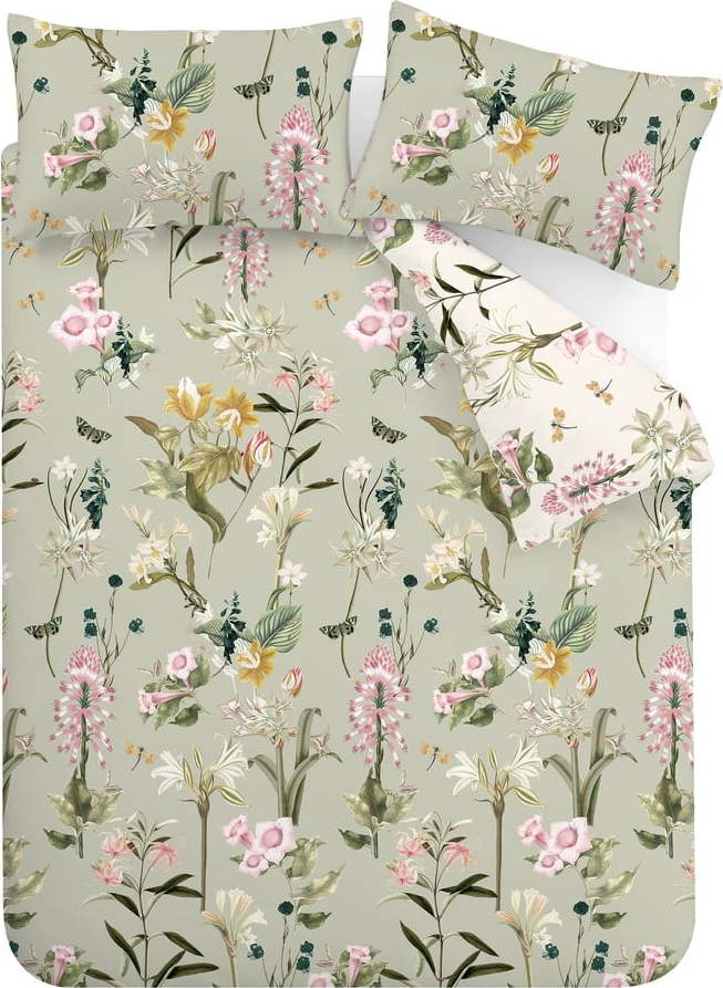 Světle zelené bavlněné povlečení na jednolůžko 135x200 cm Exotic Floral – RHS RHS