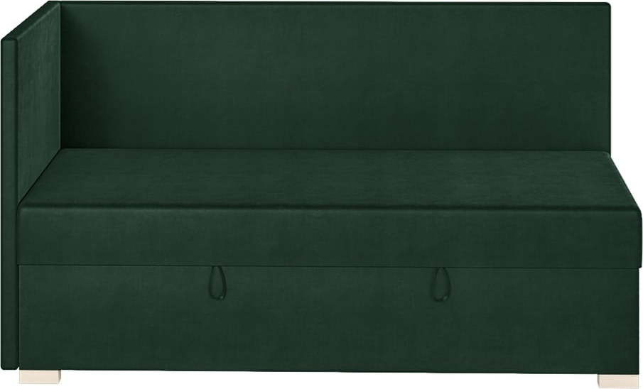 Tmavě zelená rohová dětská postel s úložným prostorem s matrací 90x200 cm Flexi – Ghado Ghado