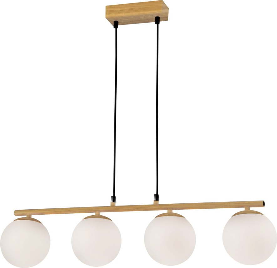 Závěsné svítidlo se skleněným stínidlem v bílo-přírodní barvě Carrine – Candellux Lighting Candellux Lighting