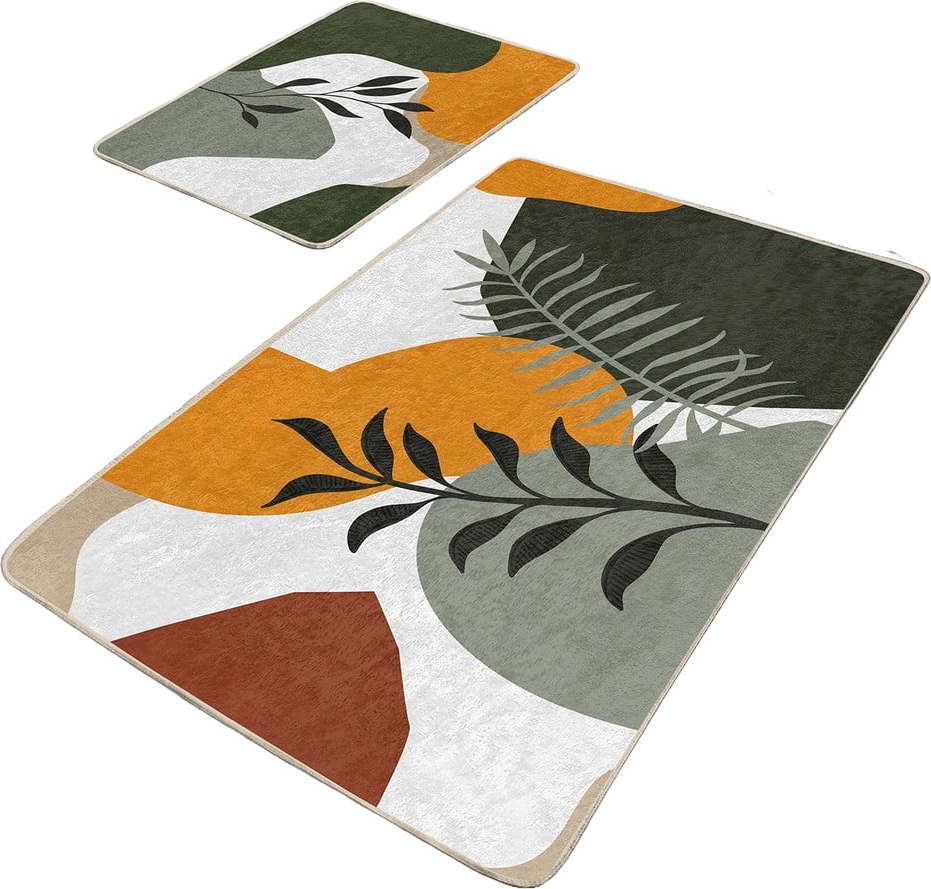 Zelené sametové koupelnové předložky v sadě 2 ks 60x100 cm Illustrated Autumn – Mila Home Mila Home