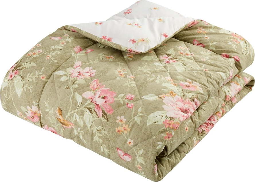 Zelený prošívaný přehoz 200x200 cm Penelope Floral – Catherine Lansfield Catherine Lansfield