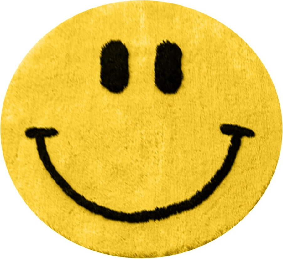 Žlutá koupelnová předložka ø 90 cm Yellow Smile – Foutastic Foutastic