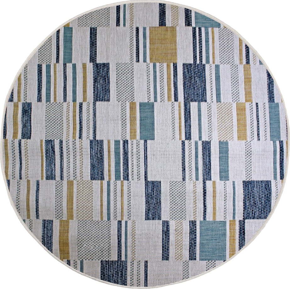 Žluto-modrý kulatý vnitřní a venkovní koberec ø 160 cm Rosco Geo – Flair Rugs Flair Rugs