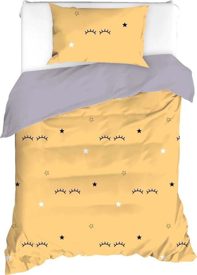 Žluto-šedé povlečení na jednolůžko 140x200 cm Dide – Mijolnir Mijolnir