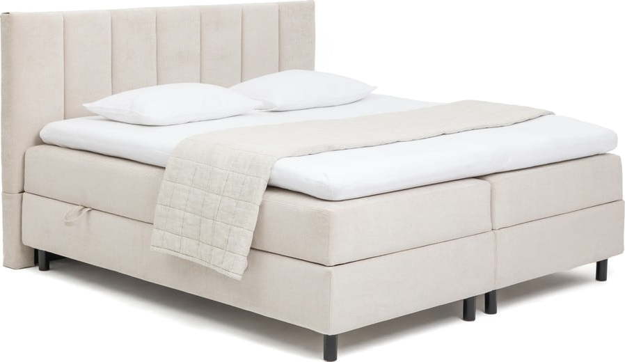 Béžová boxspring postel s úložným prostorem 160x200 cm Elva Bold Line – Bonami Selection Bonami Selection