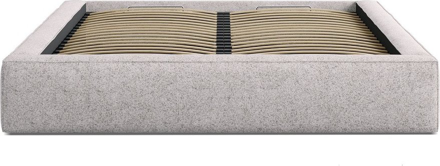 Béžová čalouněná dvoulůžková postel s úložným prostorem s roštem 200x200 cm Simon – Micadoni Micadoni