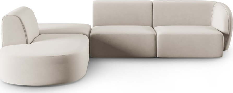 Béžová sametová rohová pohovka (levý roh/do L) Paolo – Milo Casa Milo Casa