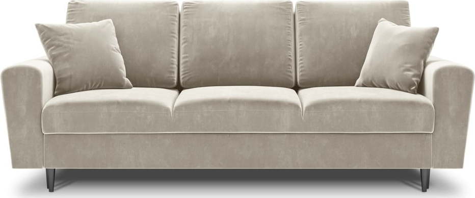 Béžová sametová rozkládací/s úložným prostorem pohovka 235 cm Kyoto – Cosmopolitan Design Cosmopolitan design
