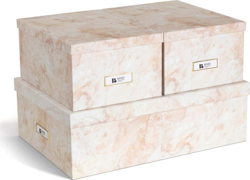 Béžové kartonové úložné boxy v sadě 3 ks s víkem/dekorativní 31x47x15