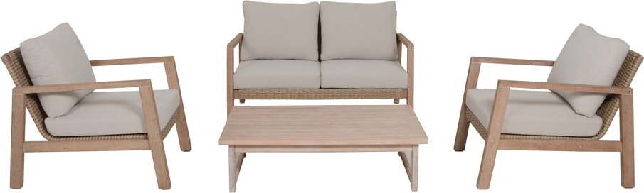 Béžový zahradní lounge set z eukalyptového dřeva pro 4 San Mateo – Garden Pleasure Garden Pleasure