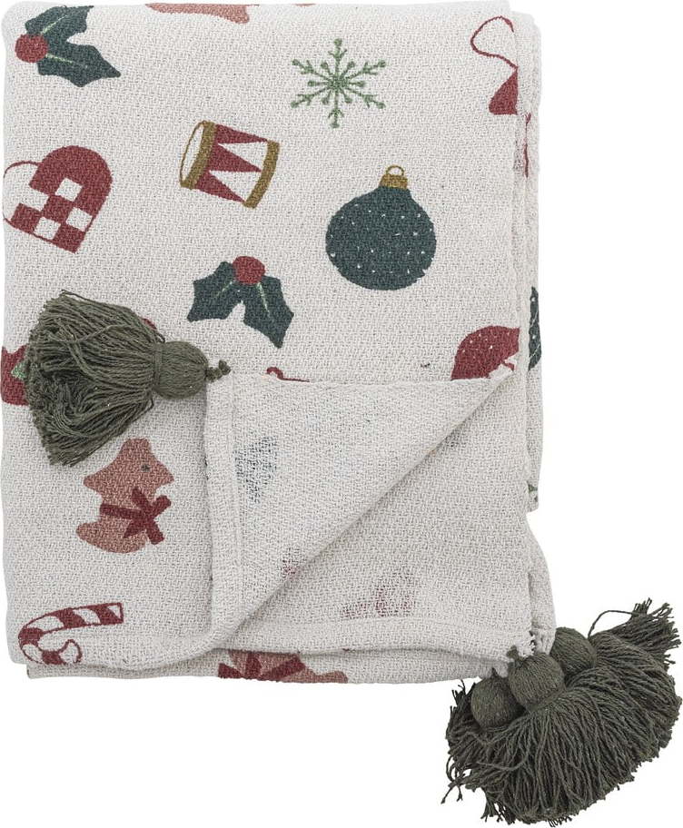 Bílá deka s vánočním motivem 130x160 cm Yule – Bloomingville Bloomingville