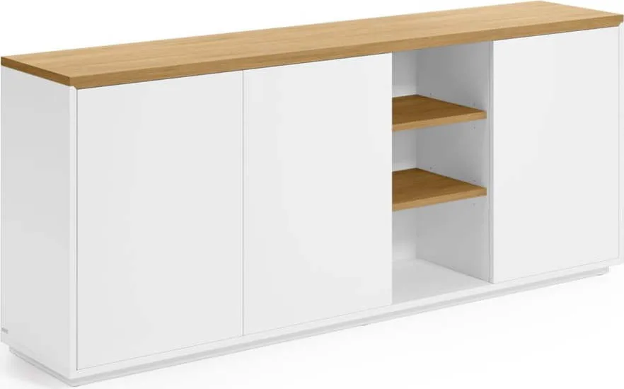 Bílá komoda v dekoru dubu 180x75x36 cm Abilen – Kave Home