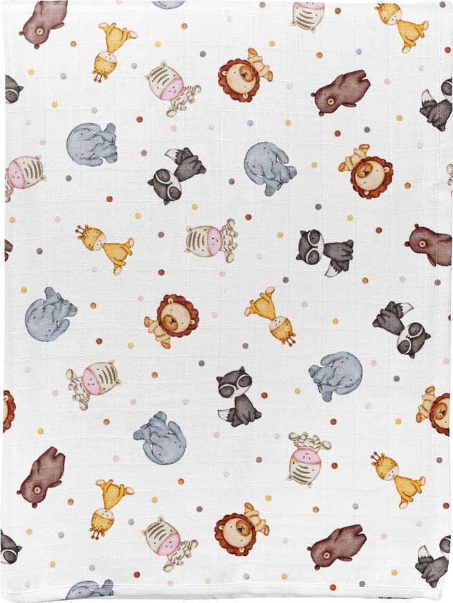 Bílá mušelínová dětská deka 75x100 cm Zoo – Mijolnir Mijolnir