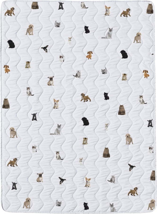 Bílá prošívaná deka a povlak na polštář v sadě z bavlněného saténu 140x200 cm The Cutest Ones – Butter Kings Butter Kings