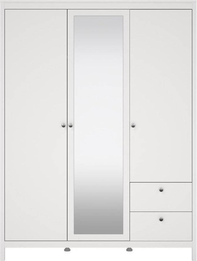 Bílá šatní skříň se zrcadlem 150x199x58 cm Madrid – Tvilum Tvilum