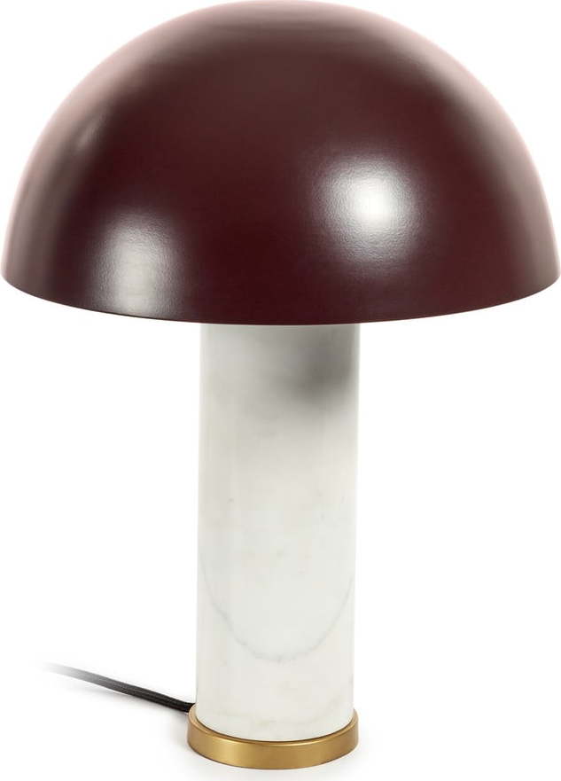 Bílá/tmavě hnědá mramorová stolní lampa s kovovým stínidlem (výška 43 cm) Zorione – Kave Home Kave Home