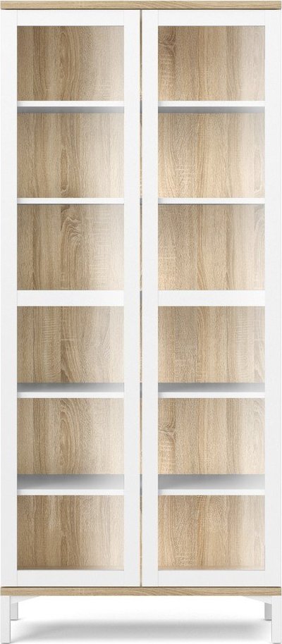 Bílá/v přírodní barvě vitrína v dekoru dubu 89x203x36 cm Roomers – Tvilum Tvilum