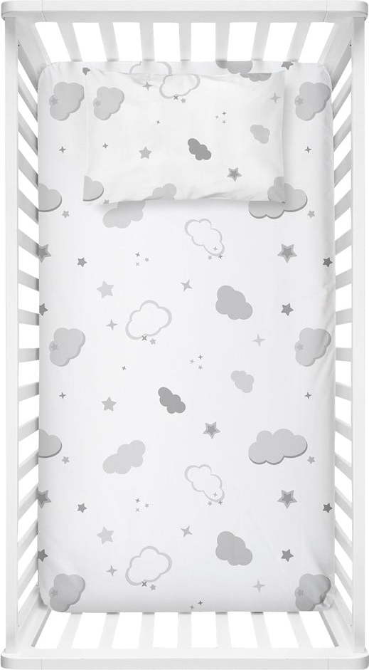 Bílé napínací dětské prostěradlo do postýlky z bavlny Renforcé 70x120 cm Bulut – Mijolnir Mijolnir