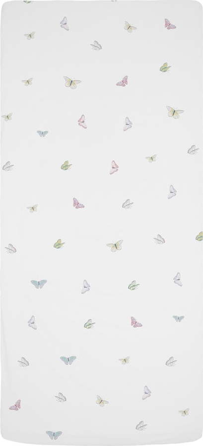 Bílé napínací dětské prostěradlo na jednolůžko z bavlněného saténu 90x200 cm Flowers Around Me – Butter Kings Butter Kings