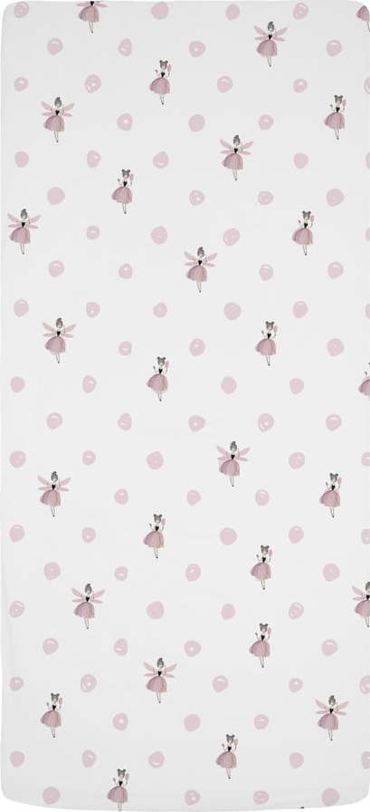 Bílé/růžové napínací dětské prostěradlo do postýlky z bavlněného saténu 60x120 cm Pink Girl – Butter Kings Butter Kings