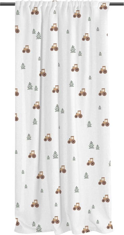 Bílý dětský závěs z bavlněného saténu 110x250 cm Winter Tractor – Butter Kings Butter Kings