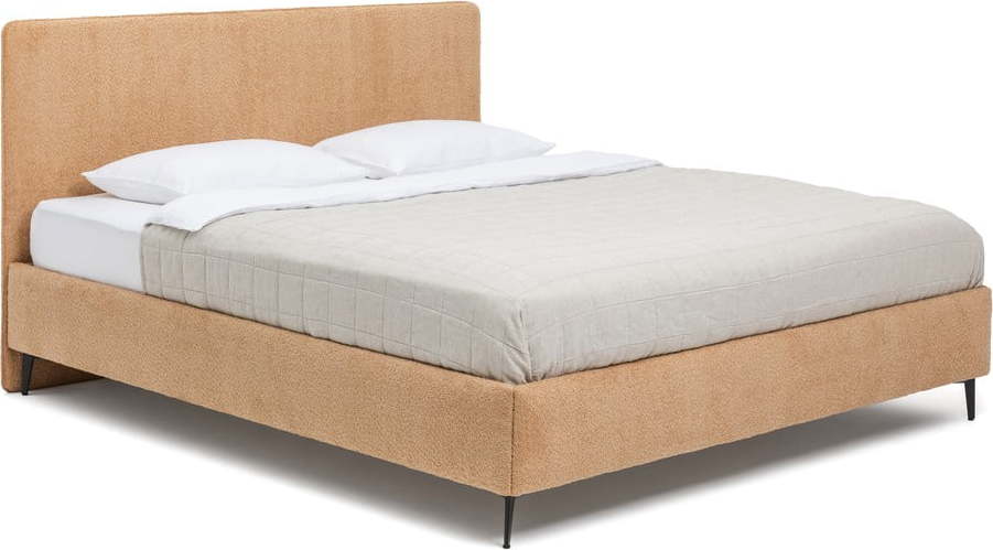 Čalouněná dvoulůžková postel s roštem 180x200 cm v hořčicové barvě Noira Slim – Bonami Selection Bonami Selection