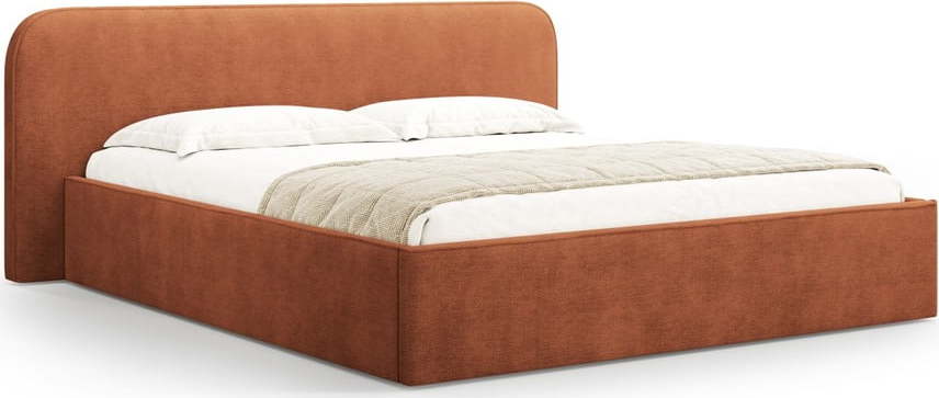 Čalouněná dvoulůžková postel s úložným prostorem s roštem 180x200 cm v cihlové barvě Elizabeth – Micadoni Micadoni