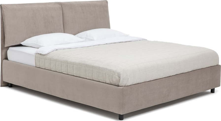 Čalouněná dvoulůžková postel taupe s úložným prostorem s matrací/s roštem 160x200 cm Myra Pillow – Bonami Selection Bonami Selection