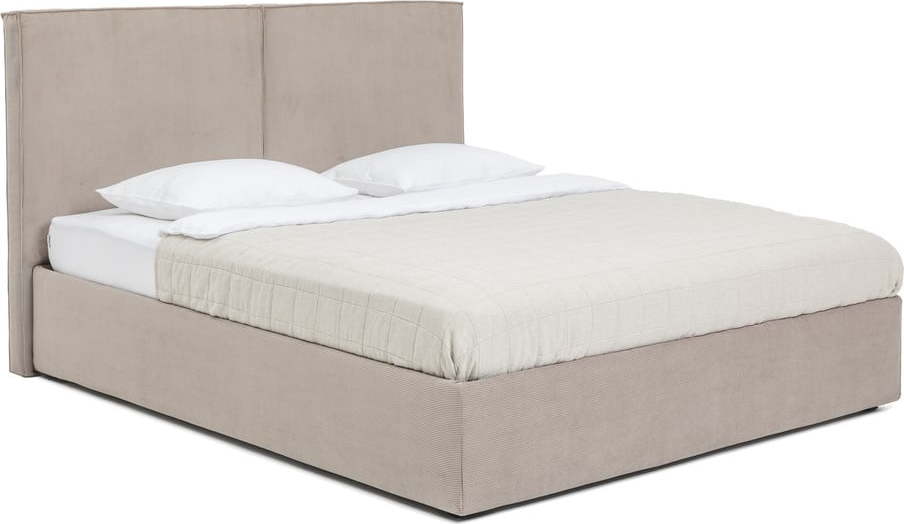 Čalouněná dvoulůžková postel taupe s úložným prostorem s roštem 160x200 cm Thessa Bold – Bonami Selection Bonami Selection