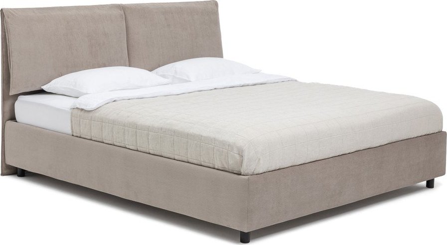 Čalouněná dvoulůžková postel taupe s úložným prostorem s roštem 180x200 cm Myra Pillow – Bonami Selection Bonami Selection