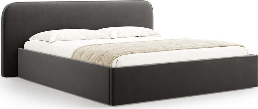 Černá čalouněná dvoulůžková postel s úložným prostorem s roštem 160x200 cm Elizabeth – Micadoni Micadoni