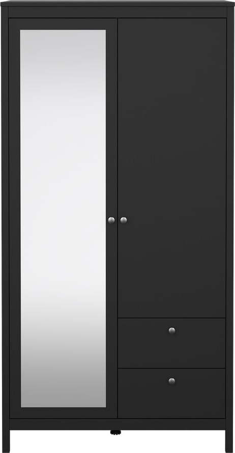 Černá šatní skříň se zrcadlem 102x199x58 cm Madrid – Tvilum Tvilum