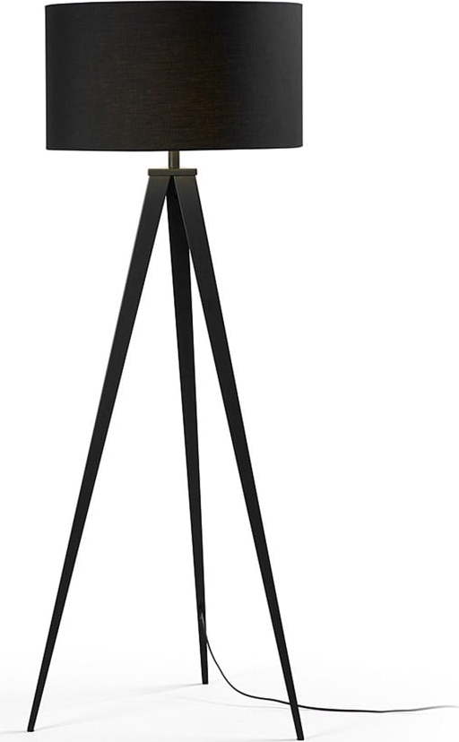 Černá stojací lampa s textilním stínidlem (výška 157 cm) Iguazu – Kave Home Kave Home