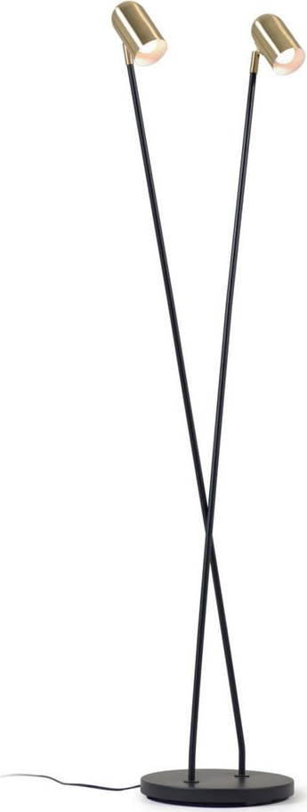 Černá/ve zlaté barvě stojací lampa s kovovým stínidlem (výška 152 cm) Clemence – Kave Home Kave Home