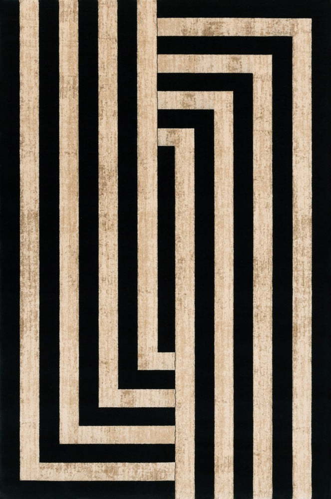 Černo-béžový vlněný koberec 230x340 cm Agnus Art Deco II – Agnella Agnella
