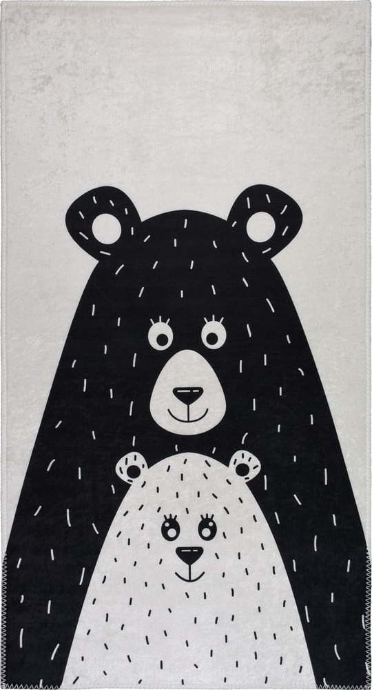 Černobílý pratelný dětský koberec 100x160 cm Bear Family – Vitaus Vitaus