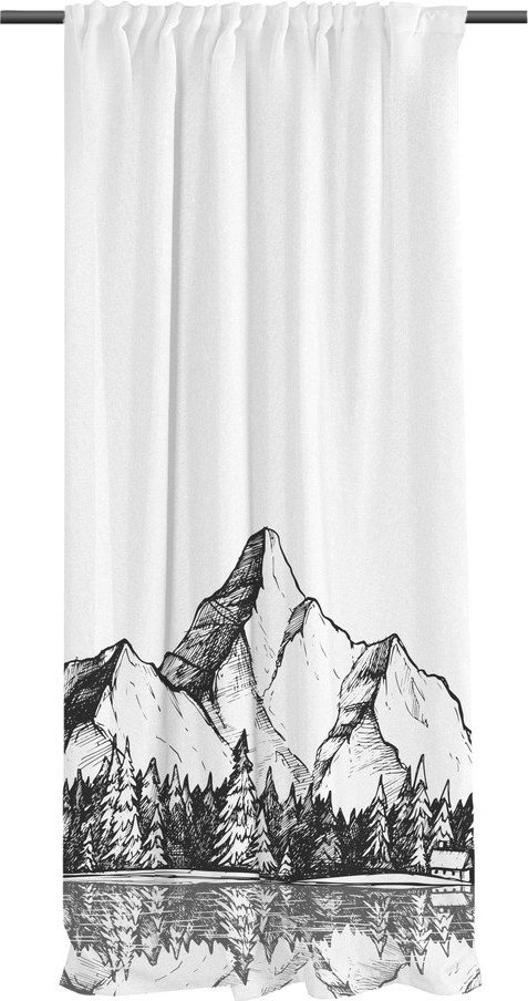 Černobílý závěs z bavlněného saténu 110x170 cm Cabin in the Mountain – Butter Kings Butter Kings