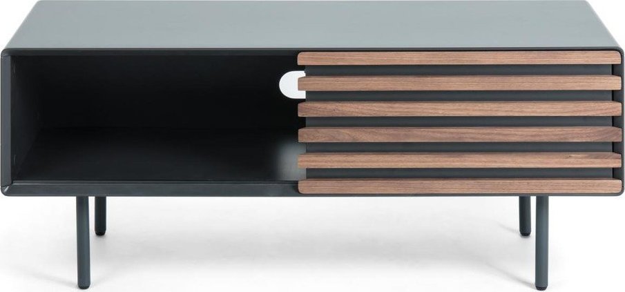 Černý TV stolek v dekoru ořechu 120x48