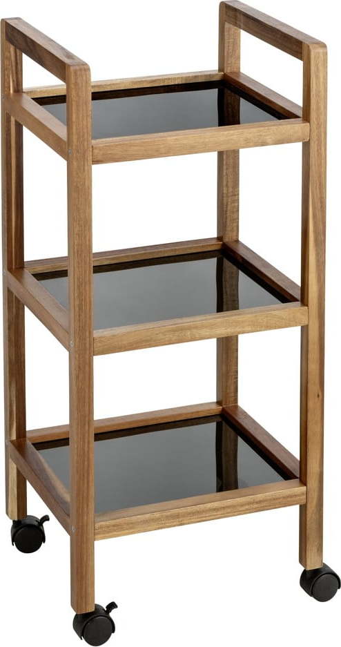 Černý/v přírodní barvě koupelnový regál z masivu akácie 35x76