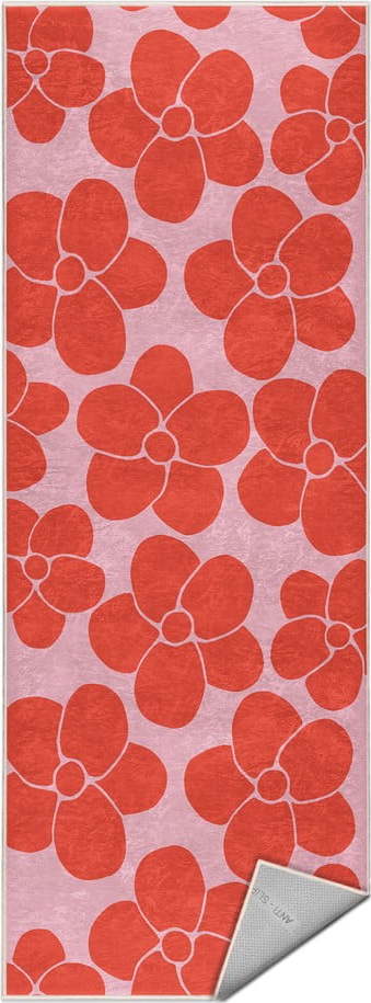 Červený/růžový pratelný běhoun 60x230 cm Poppy Fields – Mila Home Mila Home