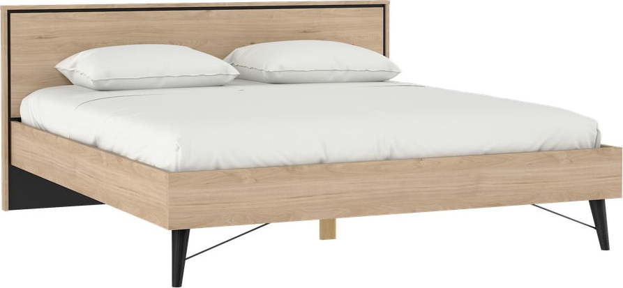 Dvoulůžková postel v dekoru dubu s roštem 180x200 cm v přírodní barvě Ry – Tvilum Tvilum