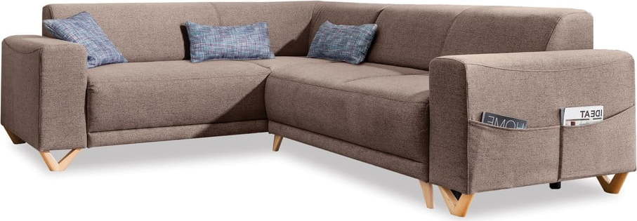Hnědá rozkládací/s úložným prostorem rohová pohovka (levý roh/do L) Classy Sophie – Miuform Miuform