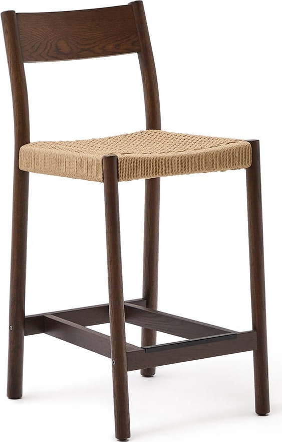 Hnědá/v přírodní barvě barová židle z dubového dřeva (výška sedáku 65 cm) Yalia – Kave Home Kave Home